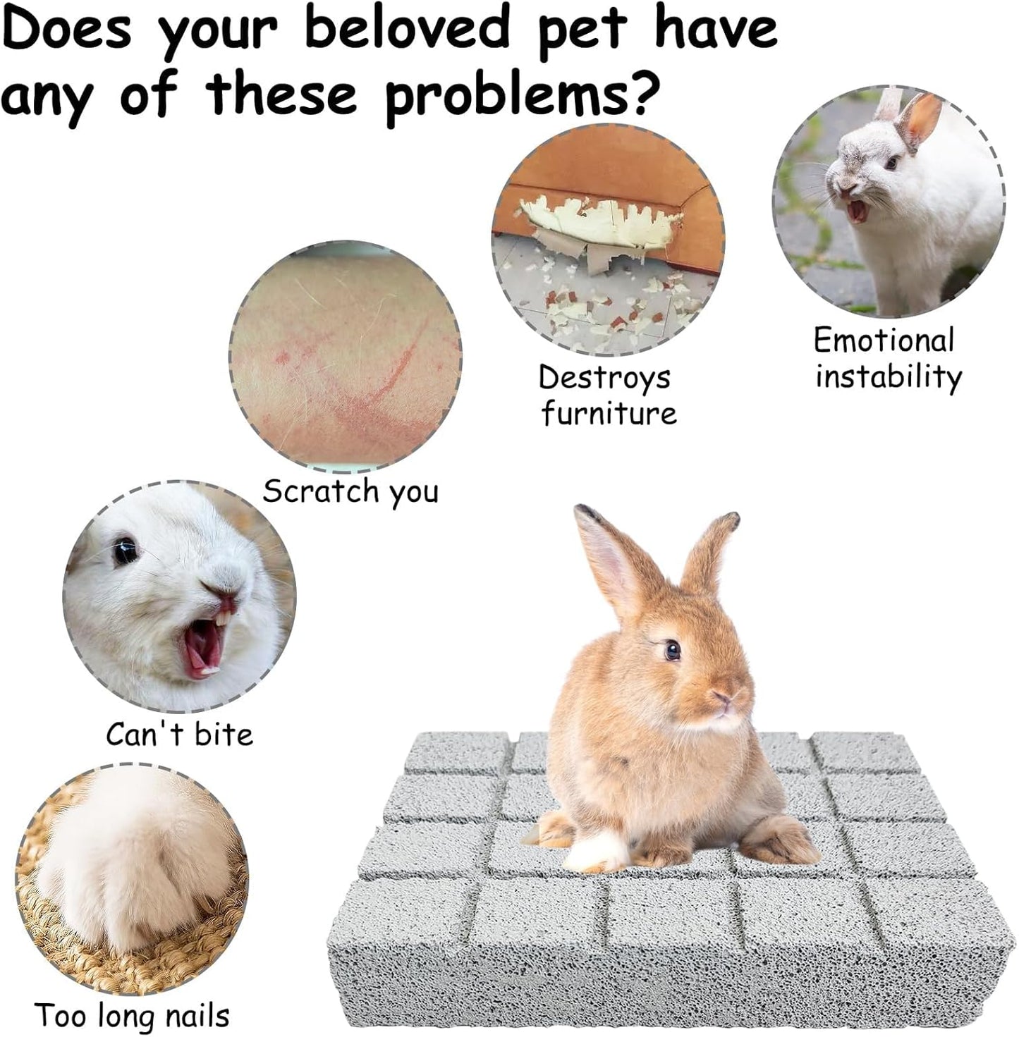 Hamiledyi 10PCS Rabbit Scratching Pad Bunny Lava Grinding Claw Board Small Animal Foot Pad Hamster Chew Toys for Gerbil Chinchilla Hedgehog Guinea Pig Cage Accessories