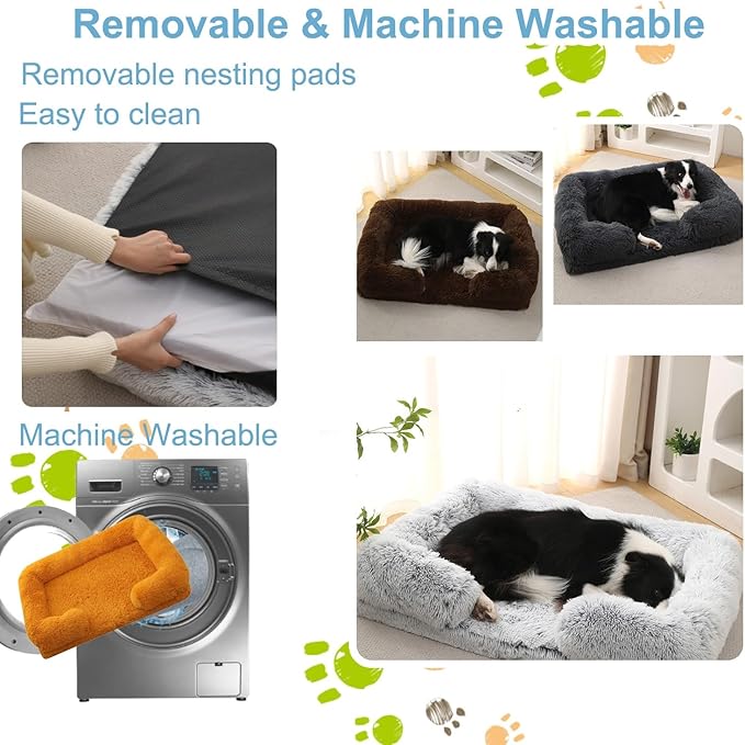 Dog Beds Large Sized dog Orthopedic, Sofa Dog Bed with Waterproof Lining and Nonskid Bottom, Rectangle Washable Dog Bed for Medium Small Dogs and Cats Comfortable ( Color : Orange , Size : 31 x 21" )