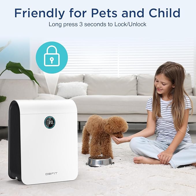 Air Purifiers for Home Large Room Up to 2590 ft² with PM 2.5 Display Air Quality Sensor, DBFIT H13 HEPA Air Purifier with Washable Filter, Auto Mode, Air Cleaner for Smoke Dust Pollen Pets Hair Odo