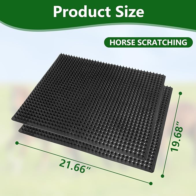 Horse Scratching Post Pad Goat Playground Toys for Horses and Goats to Play with Livestock Scratching Brush for Small Farm Animal Livestock Scratching Post 2 Pack (21.66" x19.68") (Extra Large)