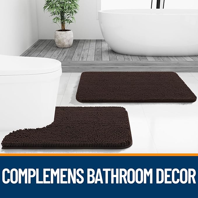 OLANLY Large Bathroom Rugs 70x46, Extra Soft Absorbent Chenille Bath Rugs