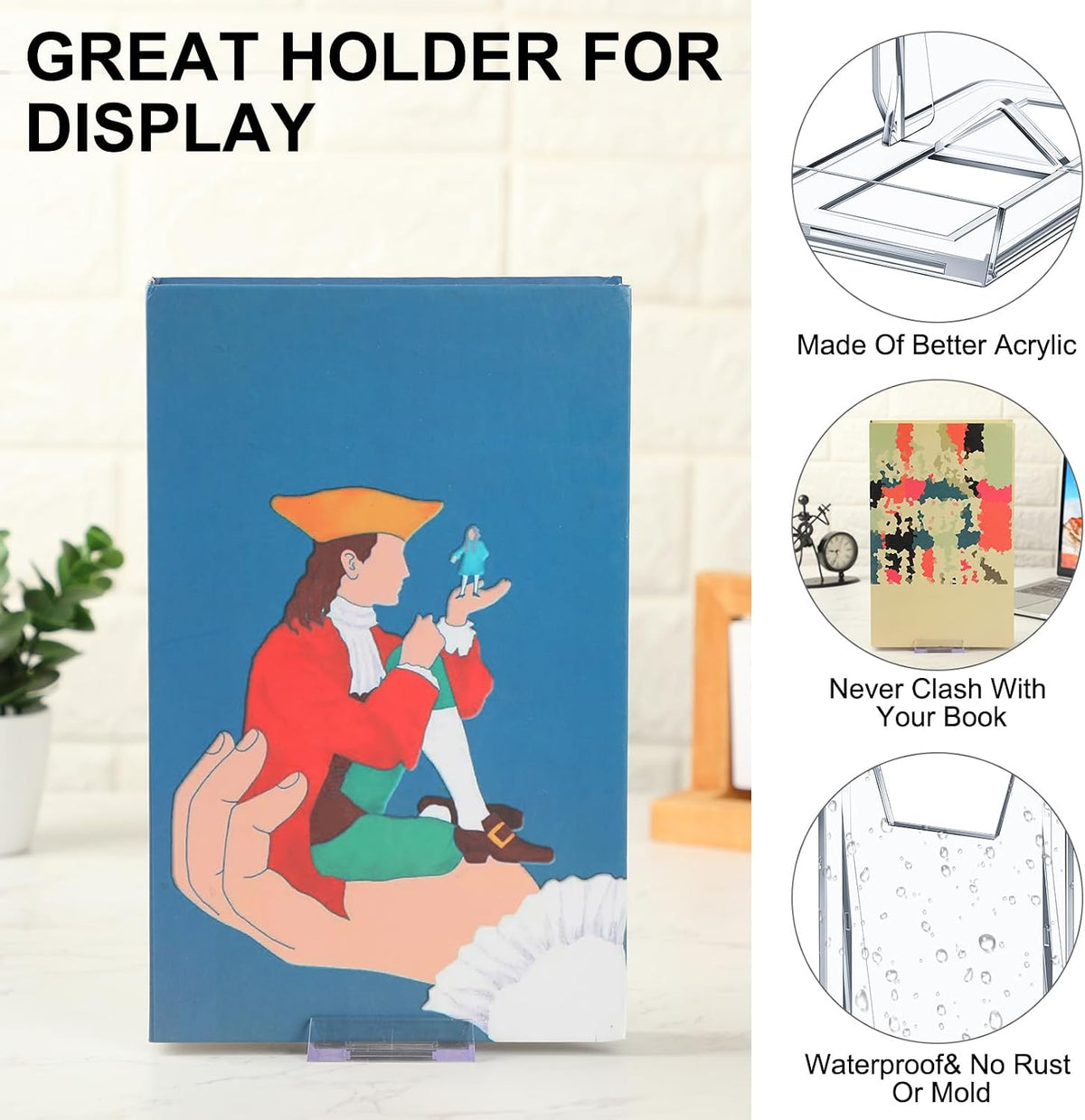 36 Pack Acrylic Book Stand for Display Adjustable, 4.2in H