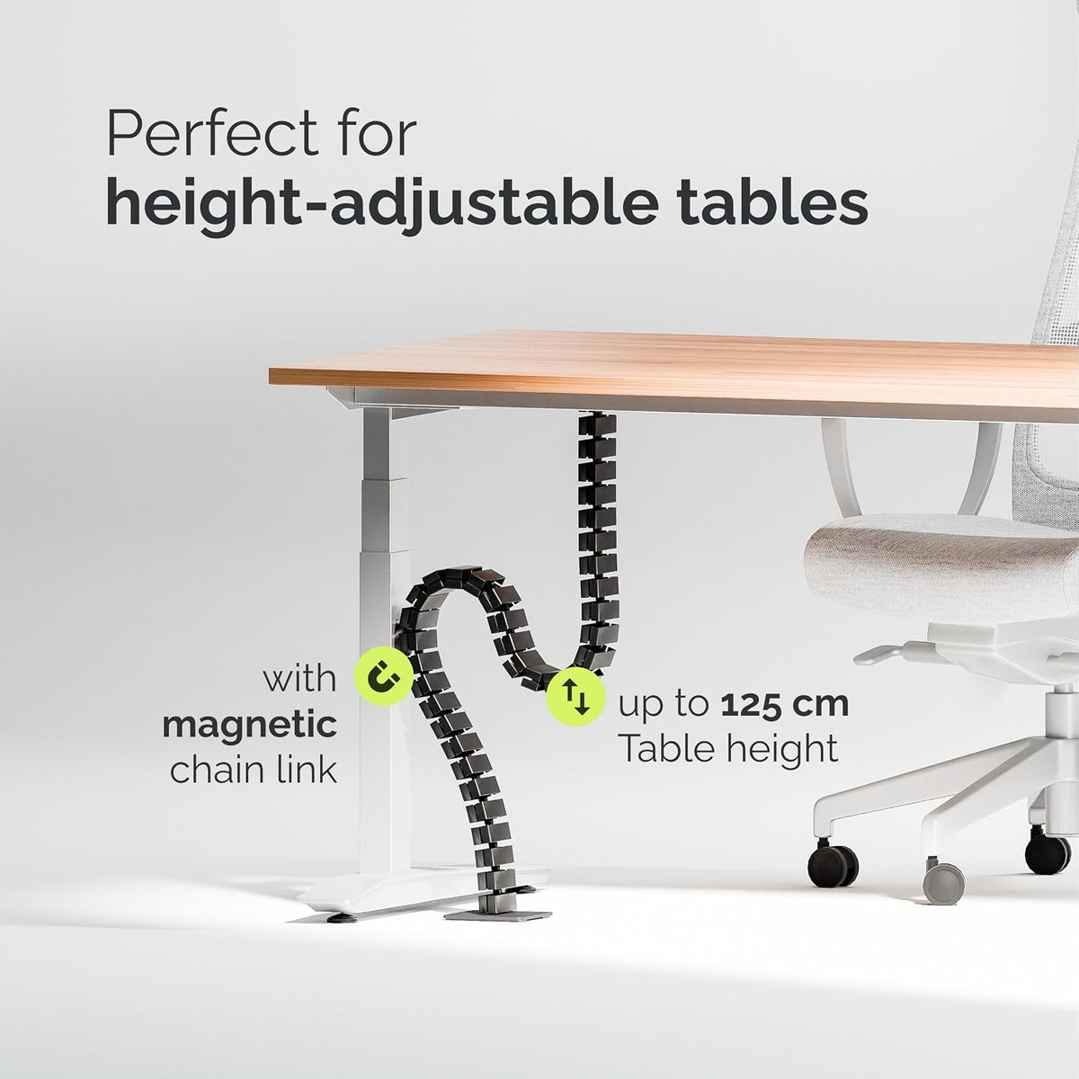 VALU Under Desk Cable Organizer, 49in - Black, with Magnet