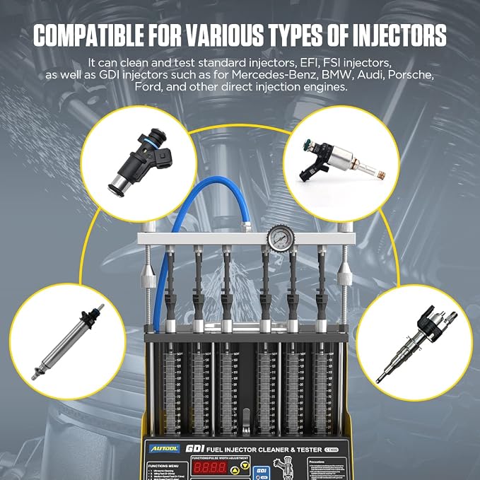 AUTOOL GDI Fuel Injector Cleaner & Tester 110V Ultrasonic Wave Fuel Injection