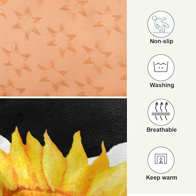 Milk Cow Print Sunflower Pet Bed Cute Dog Bed Mat Absorbing Non Slip Pad Pet Sleeping Mat for Small, Medium, and Large Dogs Puppy Cat 24 in x 18 in