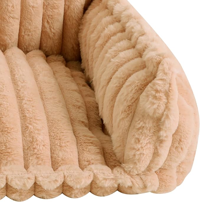 Cozy Pet Couch Bed for Dogs & Cats, Removable Washable Fluffy Couch with Pillow, Non-Slip Soft Cat Dog Bed Large, Modern Pet Furniture Sofa for Small Medium Pets(Caramel)