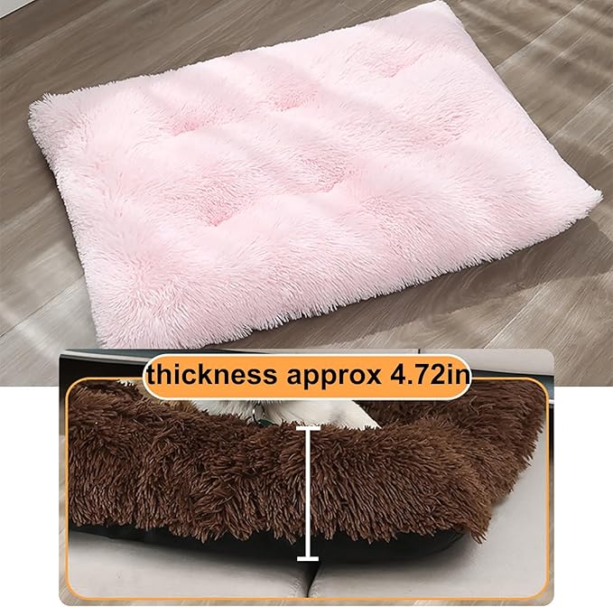 Dog Crate Mat, Dog Bed for Large Dogs, Comfy Fluffy Kennel Pad Anti-Slip for Dog beds & Furniture, Quilted Dog Bed for Pets for Medium/Small Dogs Cats (Color : Pink, Size : 16.9x11)