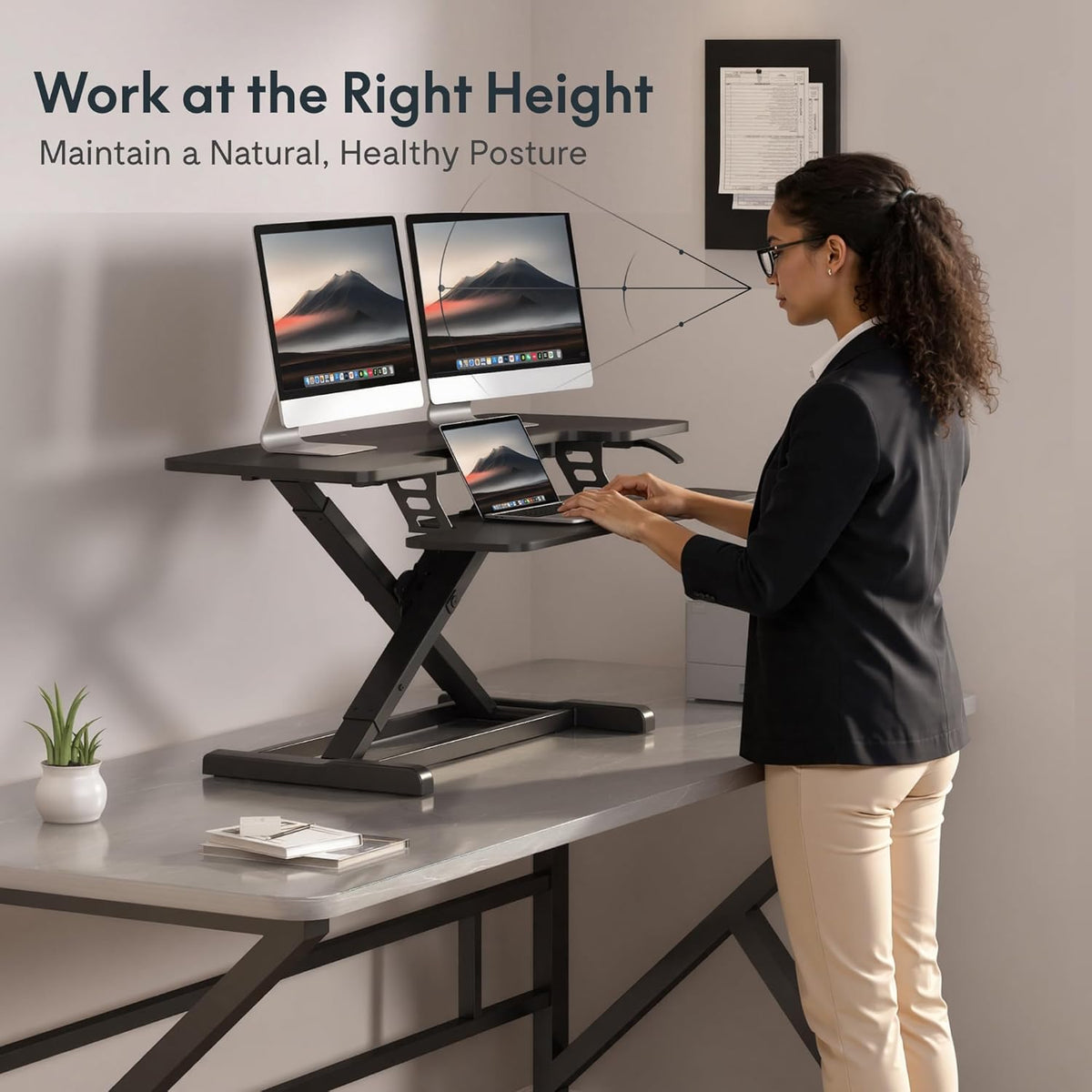 FLEXISPOT Standing Desk Converter, 42", Black