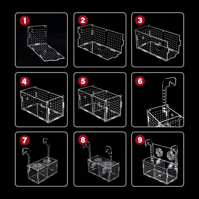 Fish Breeding Box for Aquarium Acrylic Fish Tank Breeder Divider Box with Suction Cups Transparent Hatchery Hanging Incubator for Fishes Shrimp Clownfish and Guppy 7.2" x 3.5" x 3.3"