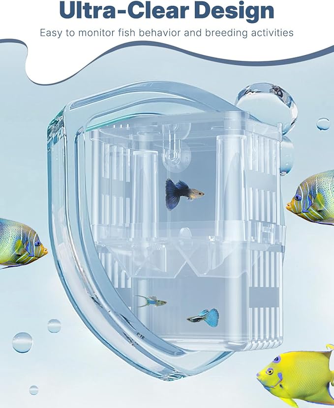 Pawfly Aquarium Breeding Box - Transparent Plastic Breeder Box for Fish Tank, Fry Hatchery Incubator for Baby Fish, Shrimp, Betta, Clownfish, Guppy, Large