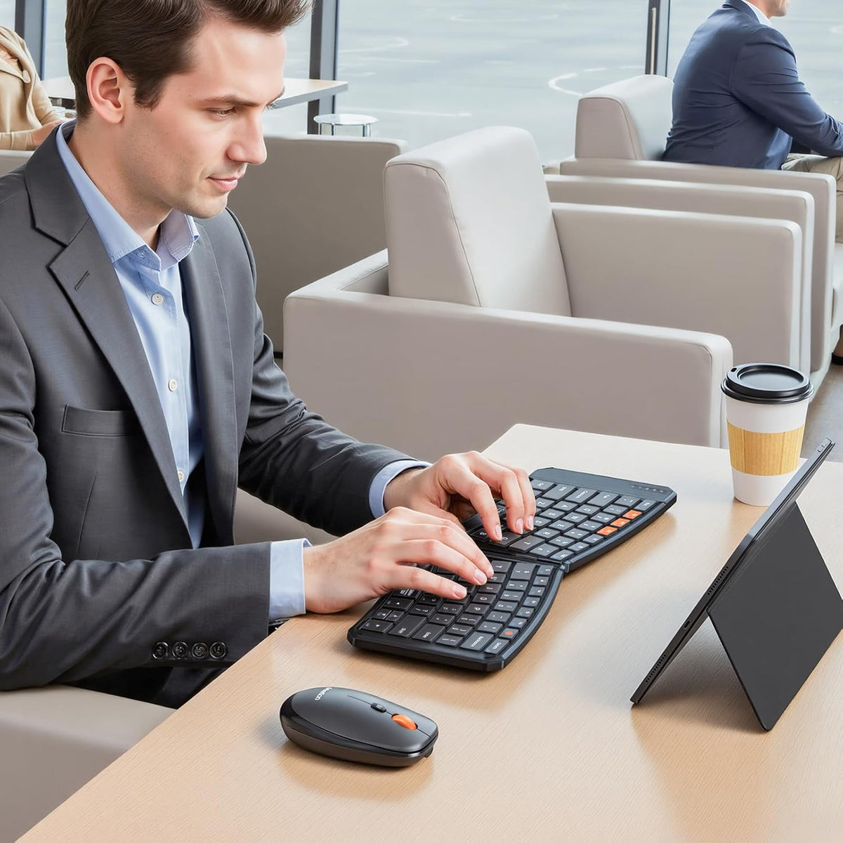 MEETION Foldable Keyboard and Mouse, Portable Bluetooth Combo