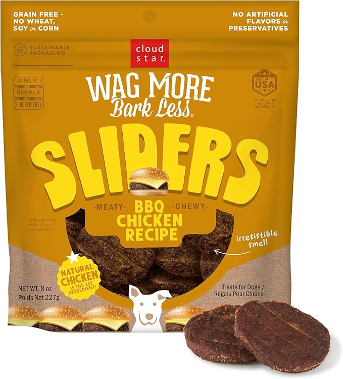 Cloud Star Wag More Bark Less Sliders Dog Treats, BBQ Chicken, 8 oz. Bag