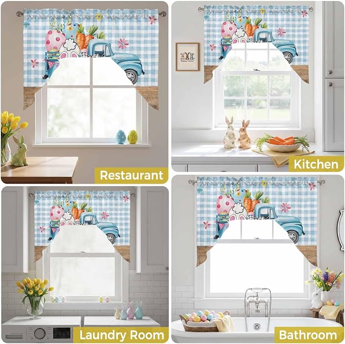 Swag Valance Curtains, Easter Truck