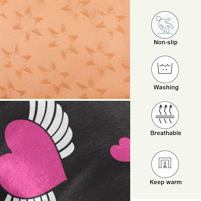 Pet Bed Skull Wings Heart Dog Bed Mat Absorbing Non Slip Pad Pet Sleeping Mat for Small, Medium, and Large Dogs Puppy Cat 36 in x 24 in