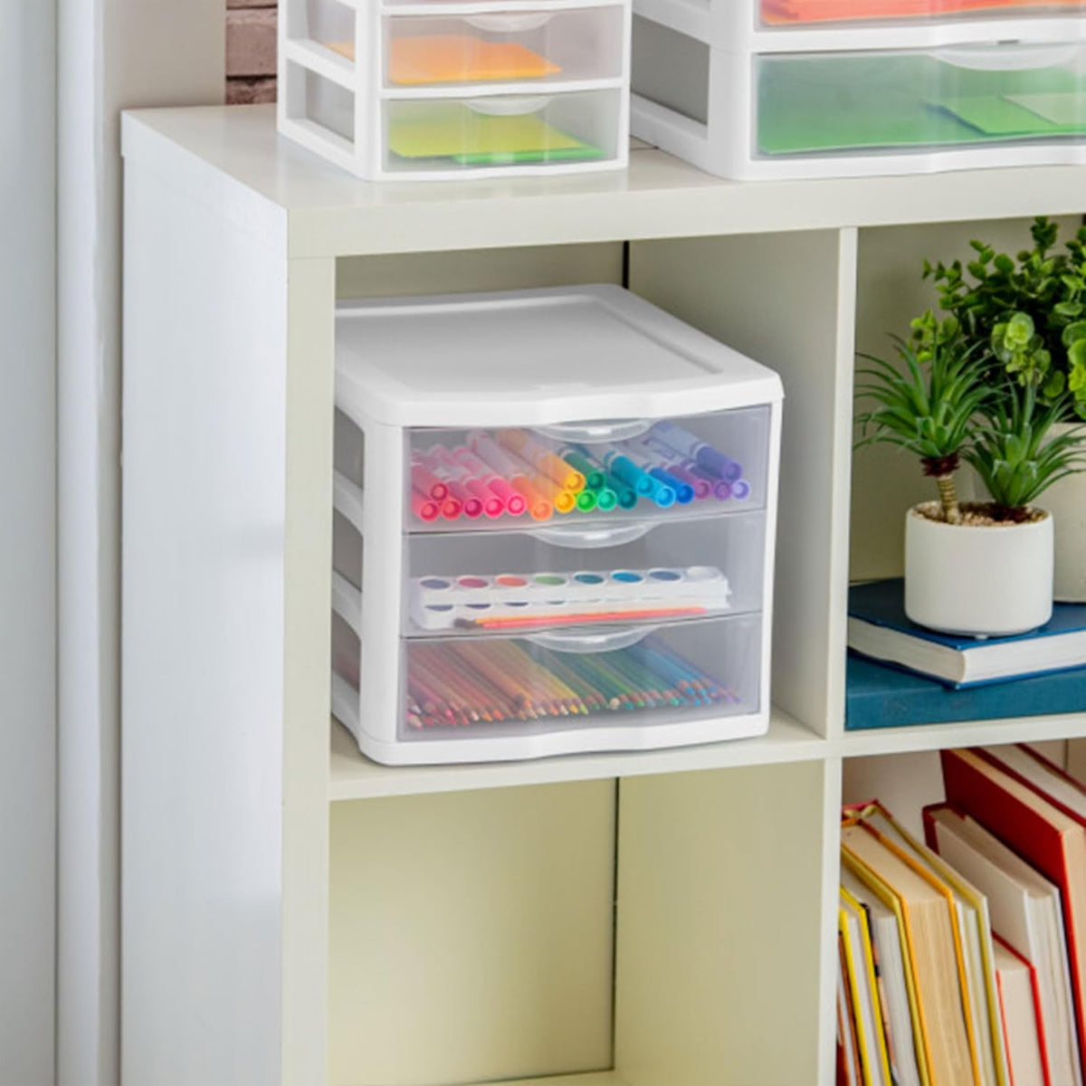 Sterilite ClearView 3-Drawer Cart Small Plastic Storage Organizer, 12-Pack