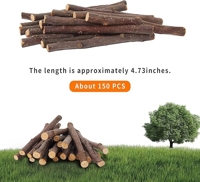 700g Apple Sticks Molar Wood Treats, Rabbit Toys Chinchilla Guinea Pig Bunny Toys Wood Chews Sticks for Teeth Rabbit Food Guinea Pig Hamster Gerbil Chews Small Animals Snacks(200 Pcs)