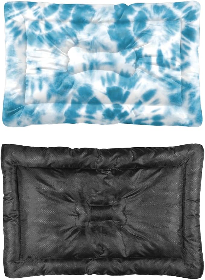 Retro Boho Turquoise Washable Small Dog Bed Furniture Dog Crate Mat Machine Washable Crate Pads Bed Non-Slip Bedding Outside Beds for Medium Dogs Mat Needs for Home Indoor Outdoor 24X18 Inch