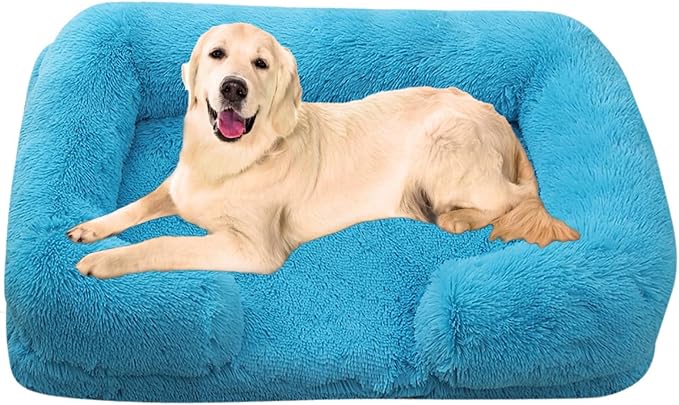 Dog Beds Large Sized dog Orthopedic, Sofa Dog Bed with Waterproof Lining and Nonskid Bottom, Rectangle Washable Dog Bed for Medium Small Dogs and Cats Comfortable ( Color : Blue , Size : 43 x 27" )