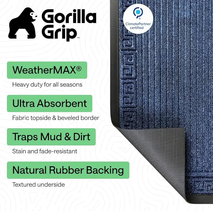 GORILLA GRIP 100% Waterproof All-Season WeatherMAX Doormat 35x23, US Designed