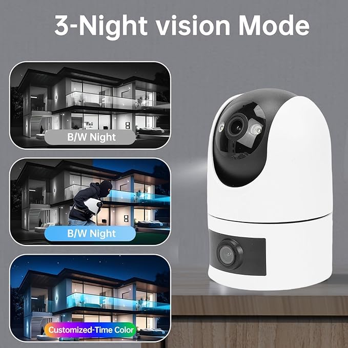 PTZ Security Camera 2K HD Dual Lens Pet WiFi Auto Tracking for Indoor Outdoor