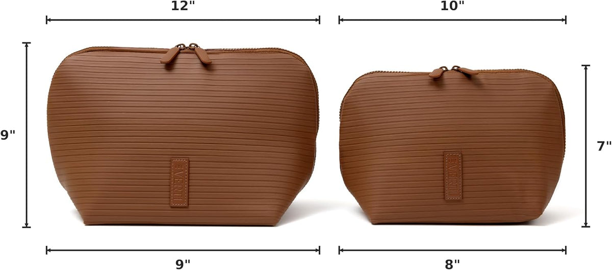 THE VERTI-Vertical Waterproof Makeup & Toiletry Bag | 23-Pocket Organizer with Upright, Fold-Down Design for Skincare, Toiletries & Essentials (Mahogany, Medium)