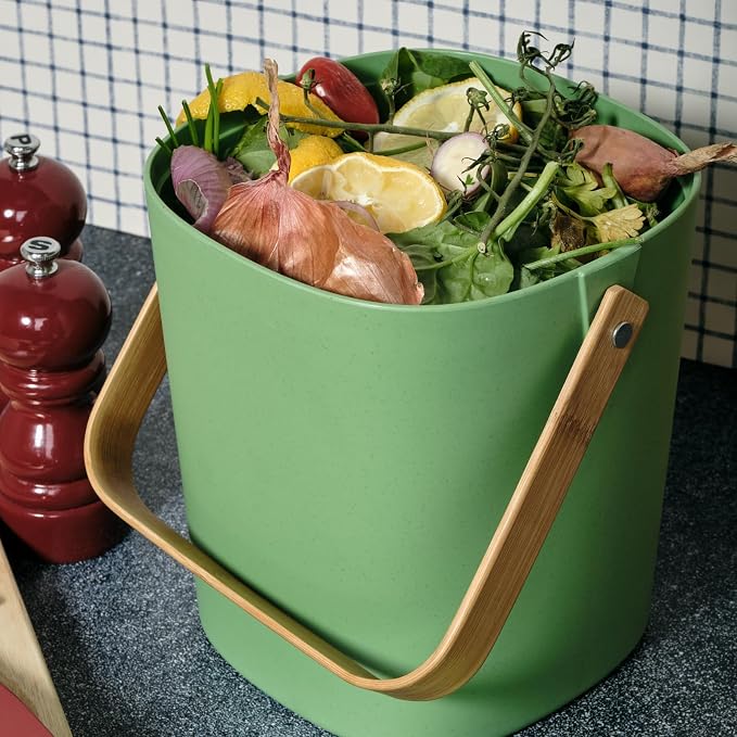 Bamboozle Countertop Compost Bin Kitchen | 1 Gallon | Odorless Composting Bin