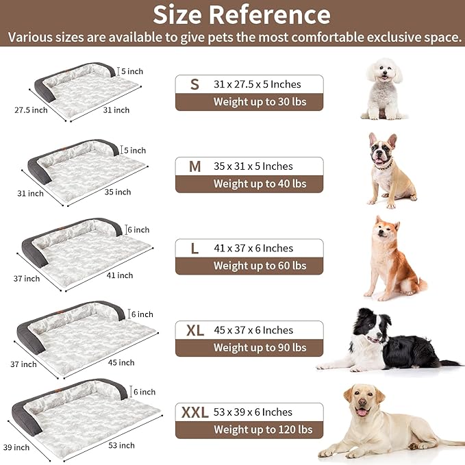 Dog Couch Bed for Large Dogs Cats Fluffy Calming Dog Bed Mat Washable Pet Couch Covers Protector for Sofa Removable Pet Sofa Beds for Bedroom with Anti-Slip Waterproof Back 45x37 Inch XL Size (Grey)