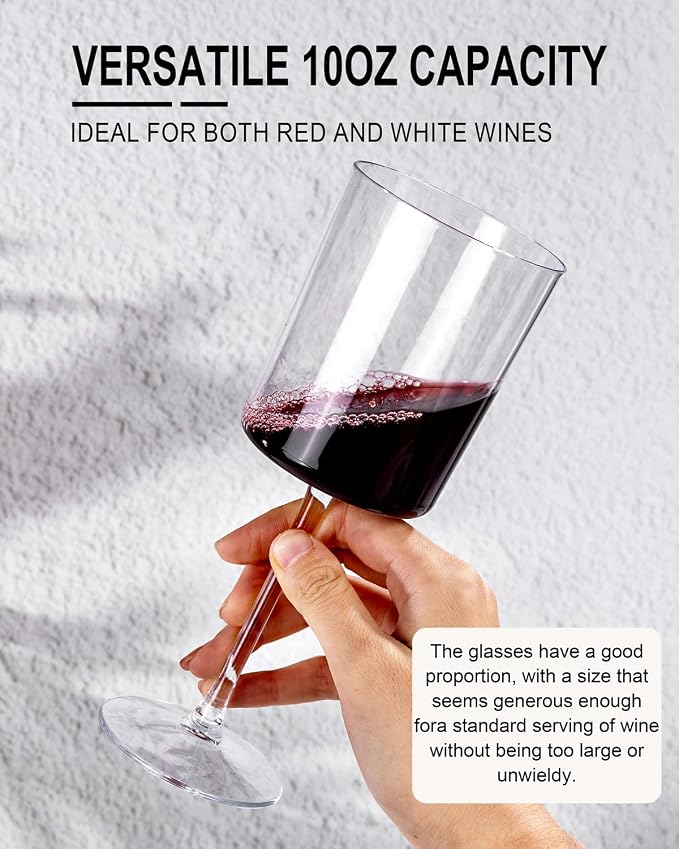 Ciaell 6 Pack Plastic Wine Glasses - 10 Oz Plastic Disposable Wine Glasses