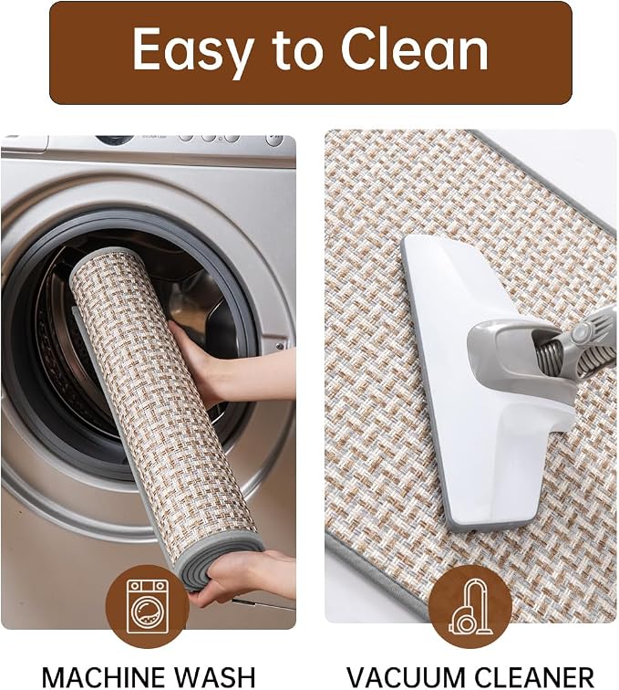 eqivei Kitchen Rugs and Mats Non Skid Washable Set of 2 PCS, Absorbent Runner