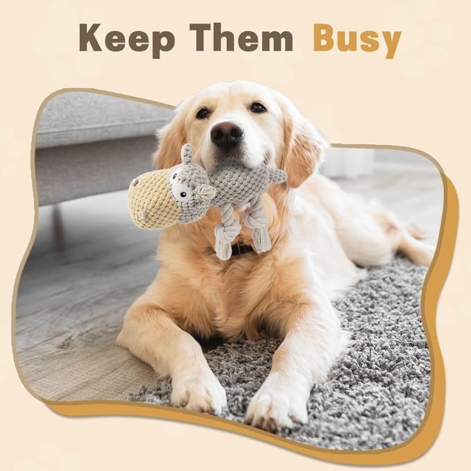 Dog Toys for Aggressive Chewers - Squeaky Dog Toys to Keep Them Busy for Large Dogs (Gray, Medium)