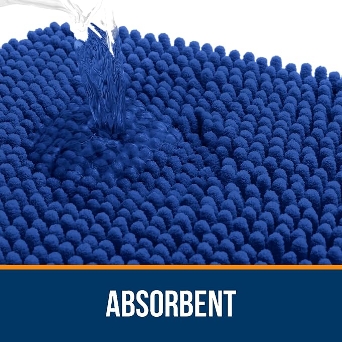 OLANLY Bathroom Runner Rugs 59x20, Soft Absorbent Chenille Bath Rugs, Rubber