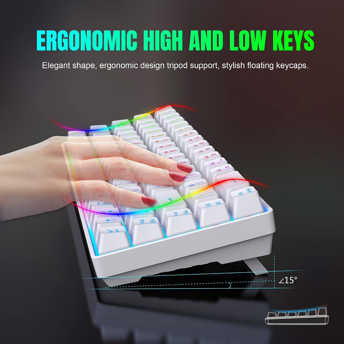 Snpurdiri 60% Wireless Gaming Keyboard and Mouse Combo, White