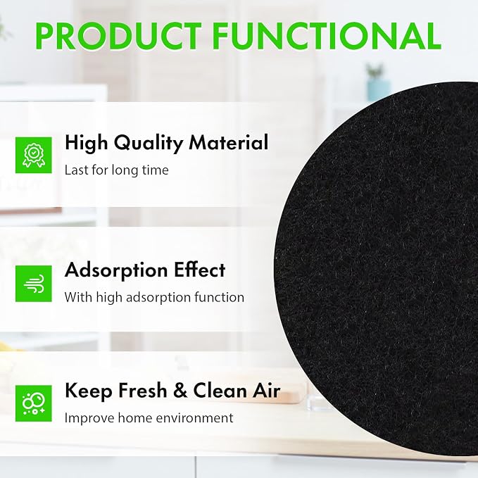 6.5 Inch Kitchen Compost Bin Filters Charcoal Replacement, ENLOY 12 Pack