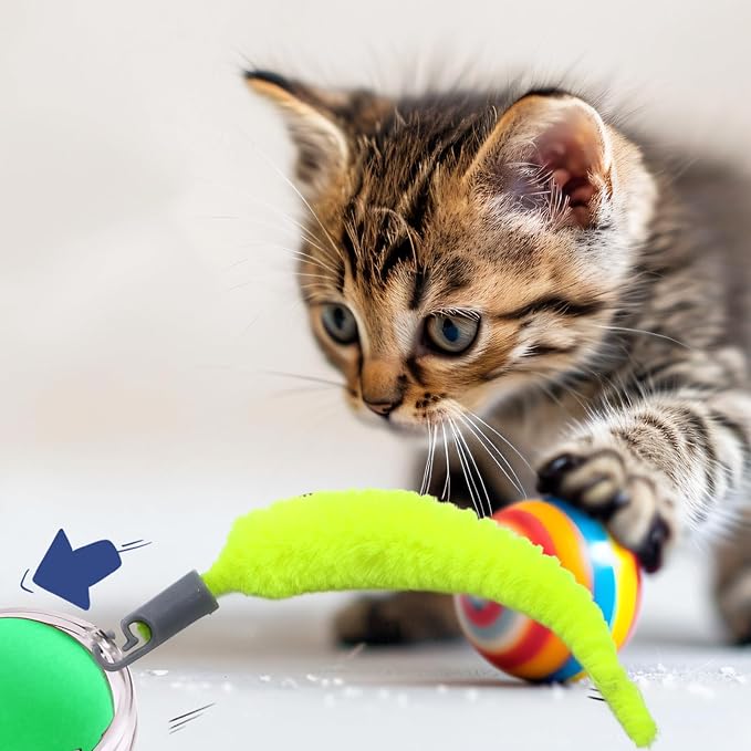 BOXOB 5 Pcs Cat Ball Toy Replacement Tails, Interactive Cat Toy Tail Accessories Cat Toy Automatic Moving Ball Replacement Rope Compatible with 2.0
