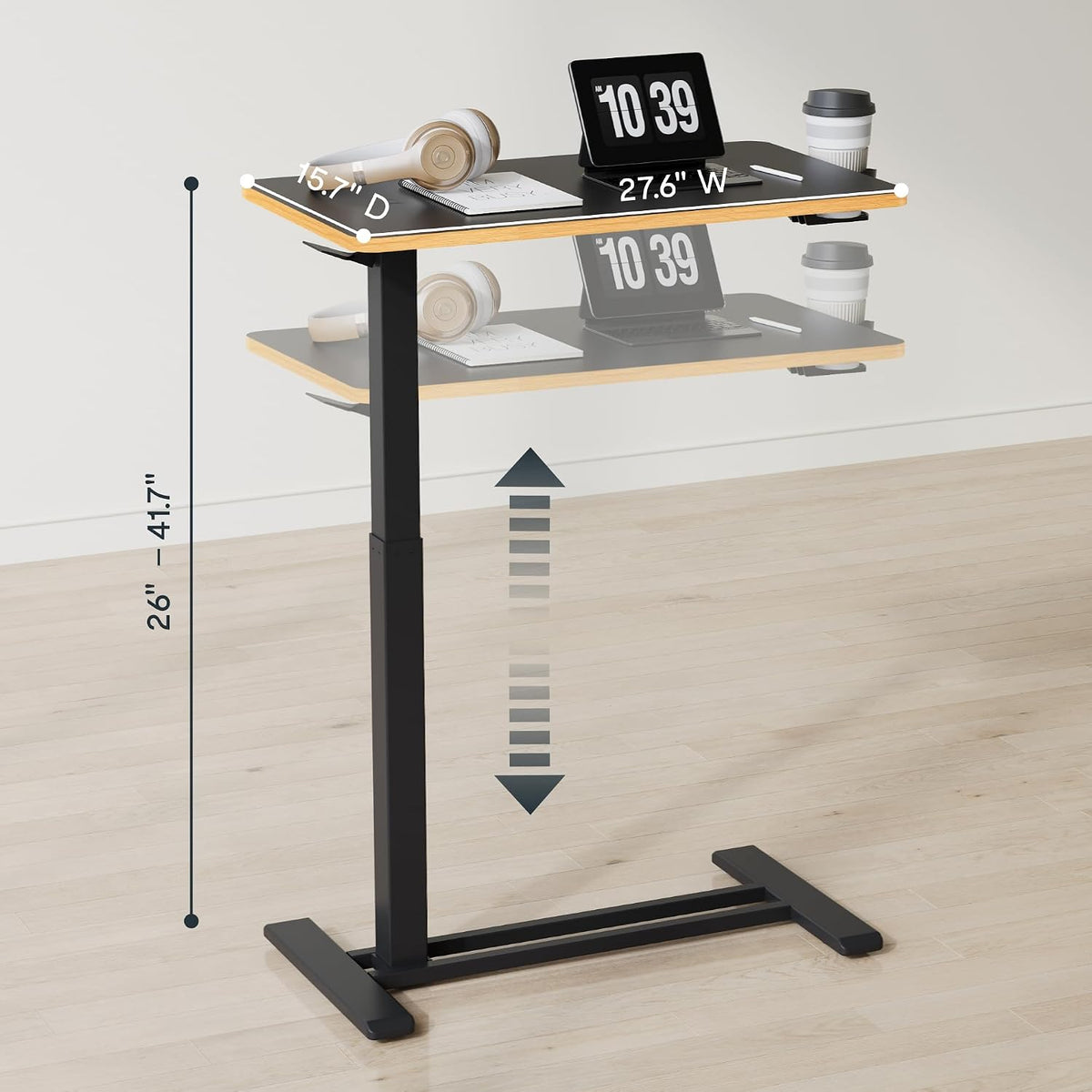 FLEXISPOT H7 28" Pneumatic Height-Adjustable Overbed Table with Wheels