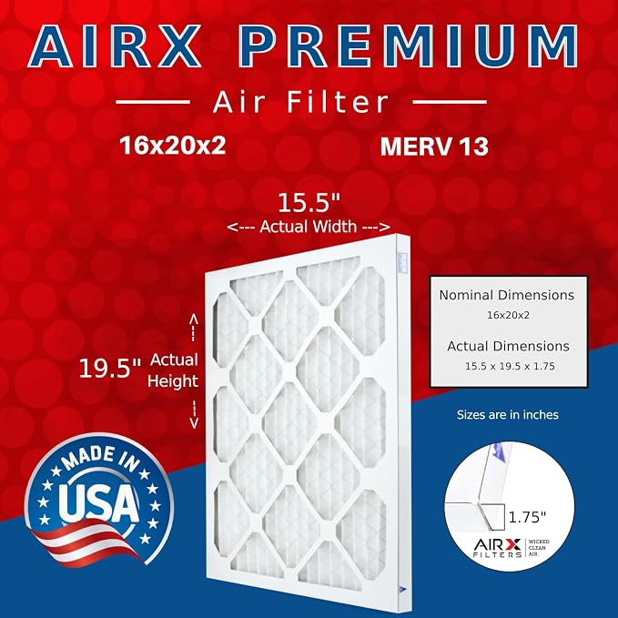 AIRX FILTERS WICKED CLEAN AIR 16x20x2 Air Filter MERV 13 Electrostatic Pleated