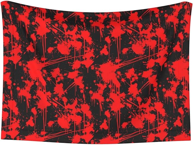 Pet Blanket for Indoor Outdoor Use, Classic Horror Blood Splatter Black, Two Sided Reversible Plush Mat with Bumpy Dot Texture for Patios Crates Portable Bed Companion