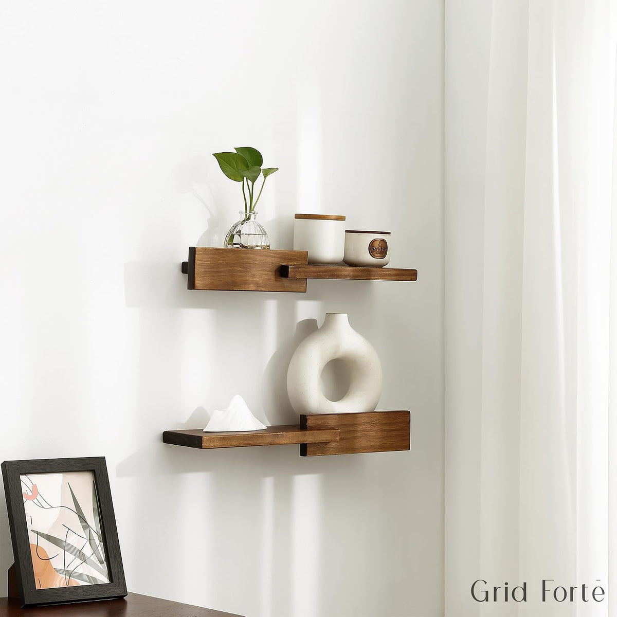 GRID FORTE 2 Pack Modern Reversible Wall Floating Shelves