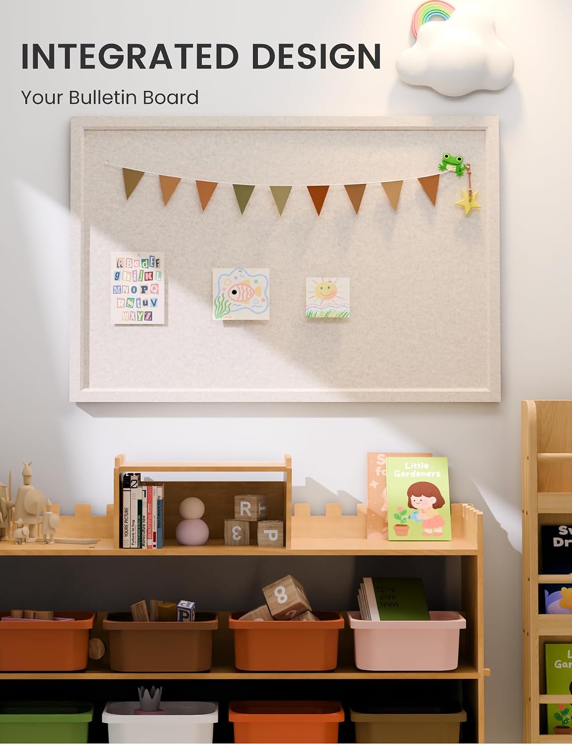 Fluxynara Framed Felt Bulletin Board, 35.4" x 23.6", Oatmeal