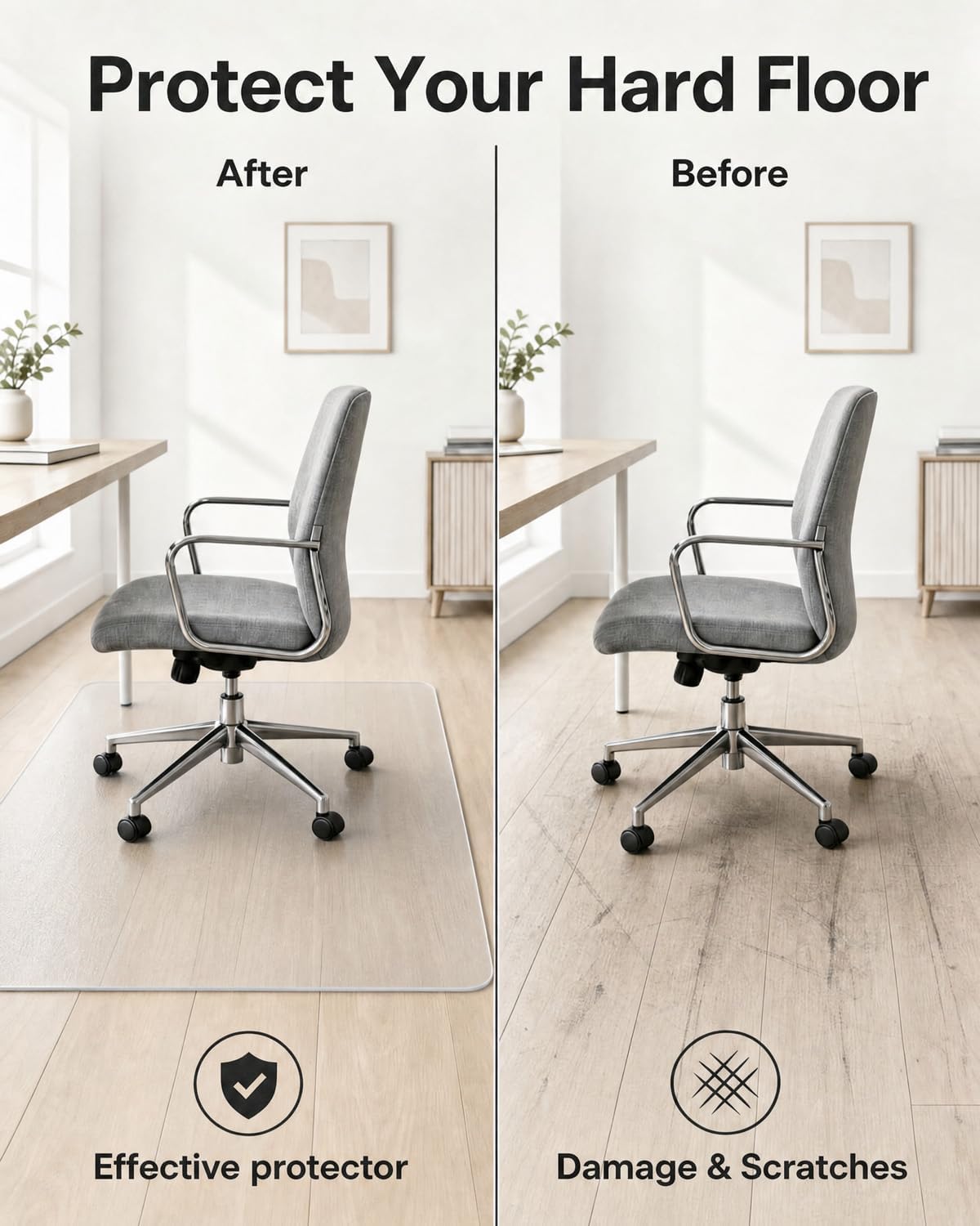 Office Chair Mat, 36"x48" Anti-Scratch for Hardwood Floor, Glear