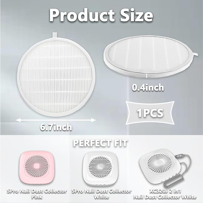 Nail Dust Collector Filter, Replacement Filters Compatible