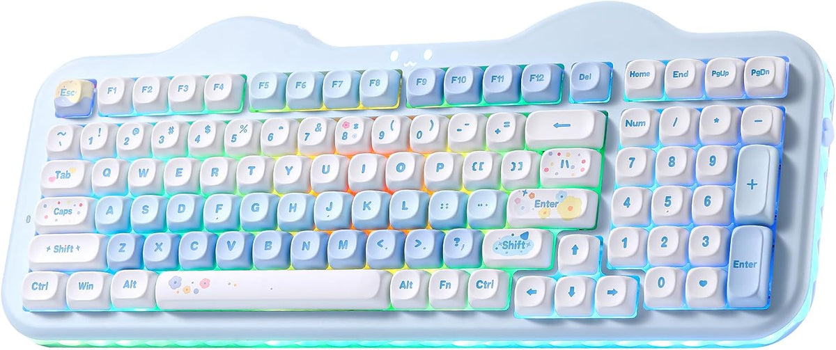 YUNZII C98 Cute Cake Wireless Mechanical Keyboard(Blue, Milk Switch)