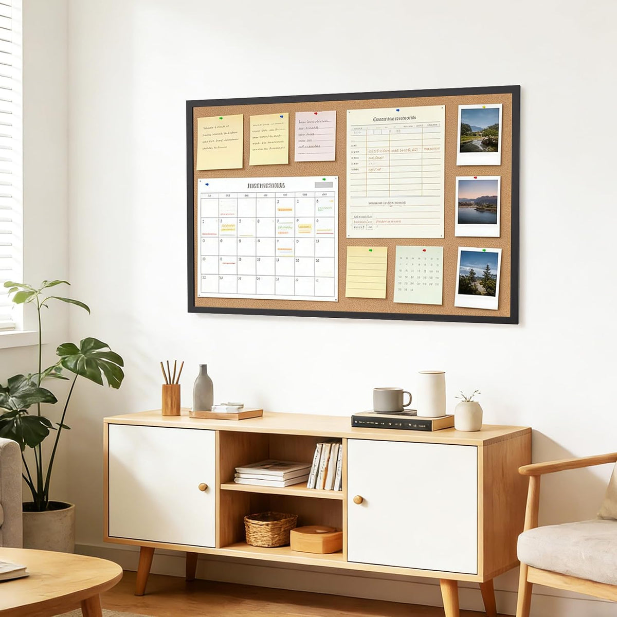 Forlogic Cork Board Bulletin Board with Black Wood Frame， 32 x 48 Large Corkboard Pin Board for Wall,Office,Home and School