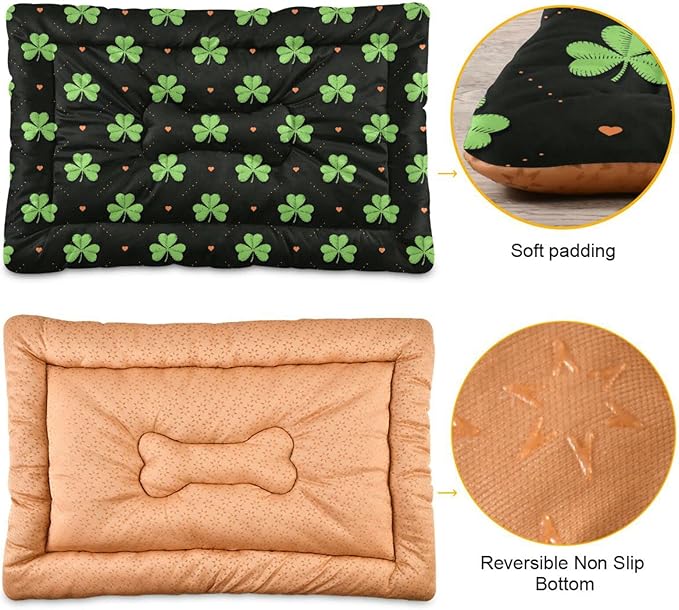 Pet Bed Heart Shamrock Dog Bed Mat Absorbing Non Slip Pad Pet Sleeping Mat for Small, Medium, and Large Dogs Puppy Cat 36 in x 24 in