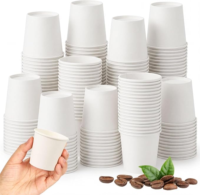 100 Pack 4oz Mini Coffee Cups Disposable Paper Cups Hot or Cold Beverage Cup