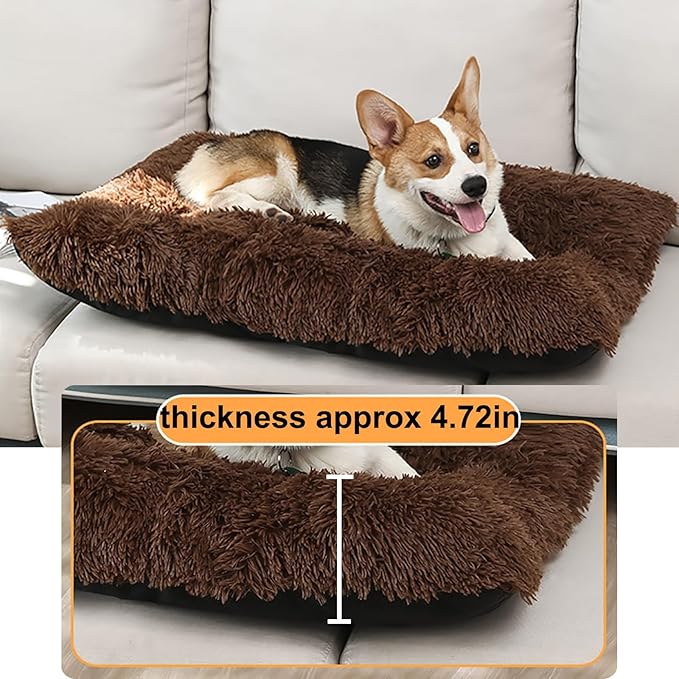 Dog Crate Mat, Dog Bed for Large Dogs, Comfy Fluffy Kennel Pad Anti-Slip for Dog beds & Furniture, Quilted Dog Bed for Pets for Medium/Small Dogs Cats (Color : Coffee, Size : 16.9x11)