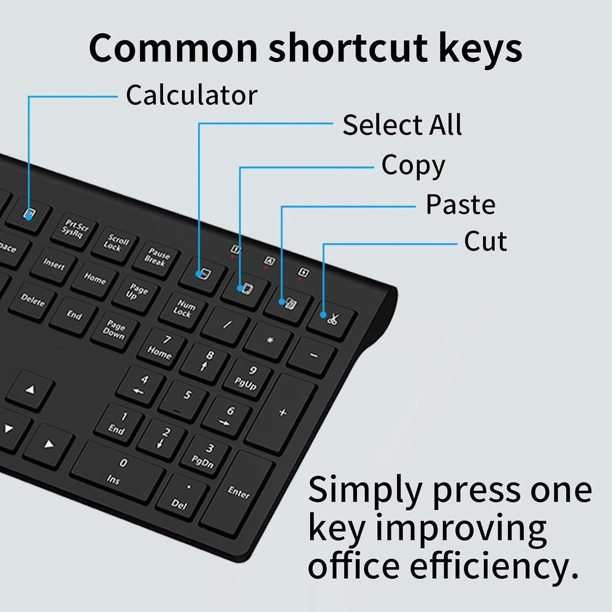 Slim Silent Full Size Wireless Keyboard Mouse Combo Black