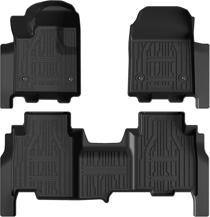 TripleAliners Floor Mats All Weather Liners for 2024 2025 Chevy Silverado EV RST/GMC Sierra EV Denali (Not for WT/LT) Accessories 1st & 2nd Row Full Set TPE Heavy Duty Custom Fit Floor Liners