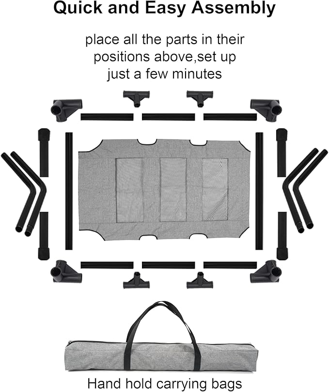 Raised Dog Bed Cooling Cot for Indoor Outdoor Use Portable Waterproof Mesh Pet Bed Washable for Large Medium Small Dogs, Grey