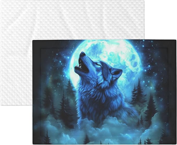 Wolf Blanket for Pet - Animal Throw Blanket 23x16 Moon Night Couch Blankets for Puppy Dogs Cats